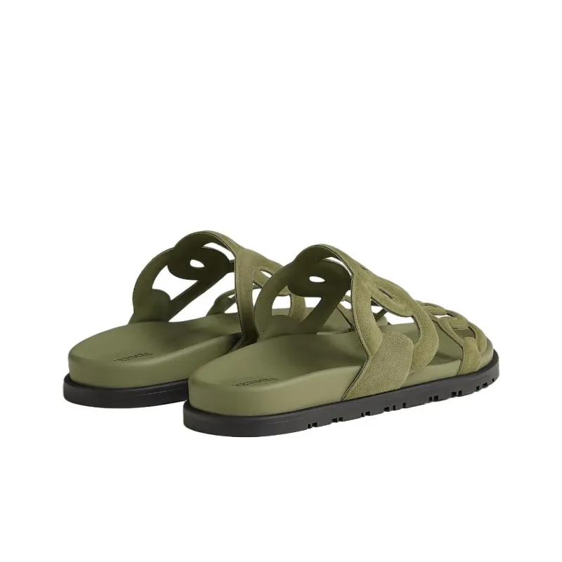 HERMES Extra Slide Slippers Women's Green-3