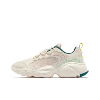 QIAODAN Anti-Slip Wear-Resistant Low-Top Chunky Sneakers Women's Beige Green