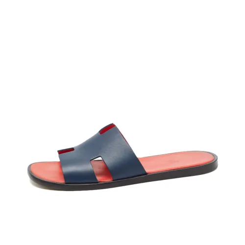 HERMES Slide Slippers Men Blue/Red