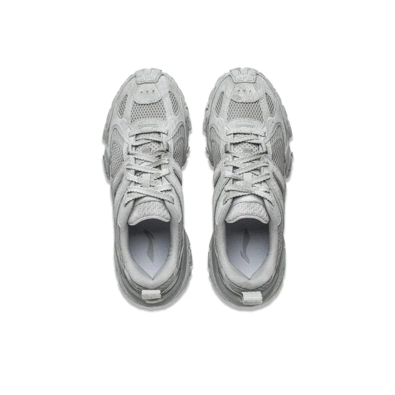 LiNing Dunes Cushioning Anti Slip Wear Resistant Breathable Height Increasing Low Top Casual Shoes Men's Gray-3