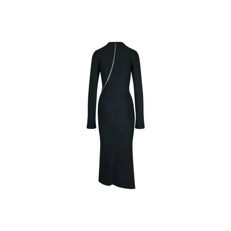 The Attico Stretch Zip Detailed Midi Dress-1