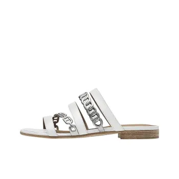 HERMES Amalfi Slide Slippers Women's Silver White