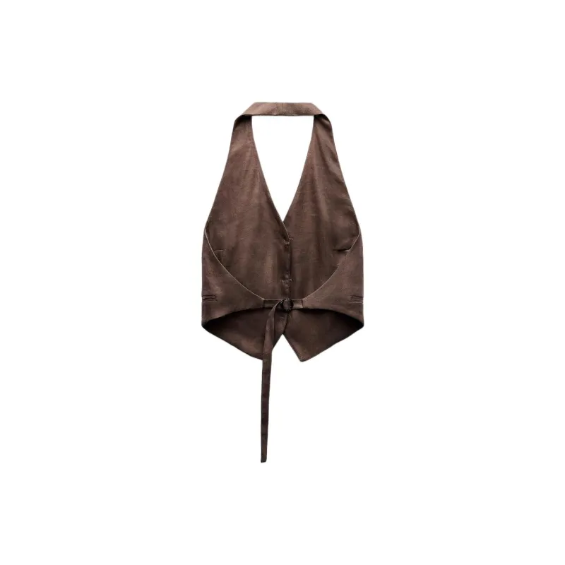 ZARA ZW Series Tank Tops Women's Brown-1