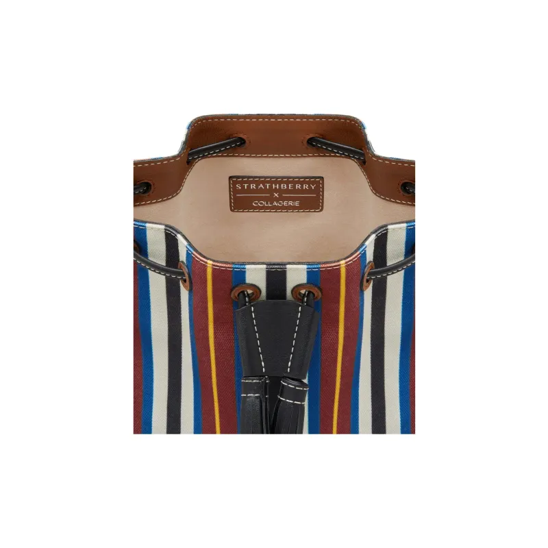 Strathberry Canvas With Smooth Calfskin Handbag Shoulder Bag Women's Chestnut/Black/Blue-3