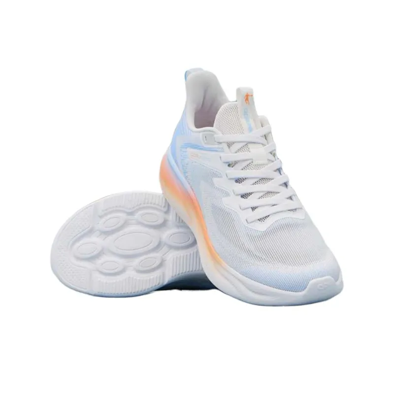 QIAODAN Cushioning Anti Slip And Wear Resistant Low Top Casual Running Shoes Men's White Blue-3