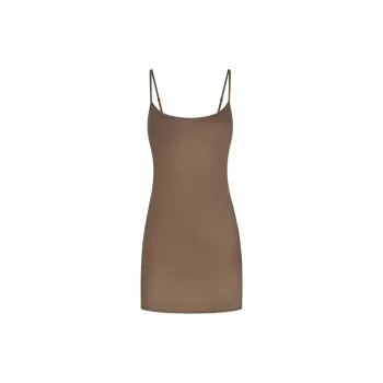 SKIMS KIM'S SLEEP LOW BACK MINI DRESS Nightgown Women's TRUFFLE/Truffle Color