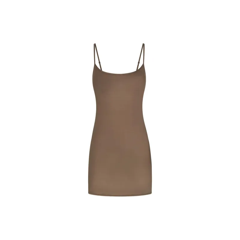 SKIMS KIM'S SLEEP LOW BACK MINI DRESS Nightgown Women's TRUFFLE/Truffle Color-0