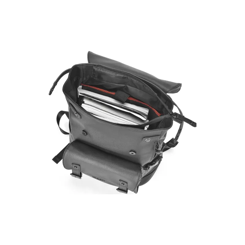 ONRF PVC Leather Backpack Travel Bag Laptop Bag For Students Tubas Unisex Black-2