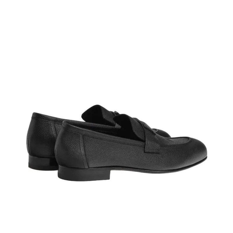HERMES Paris Loafers Men's Black-2
