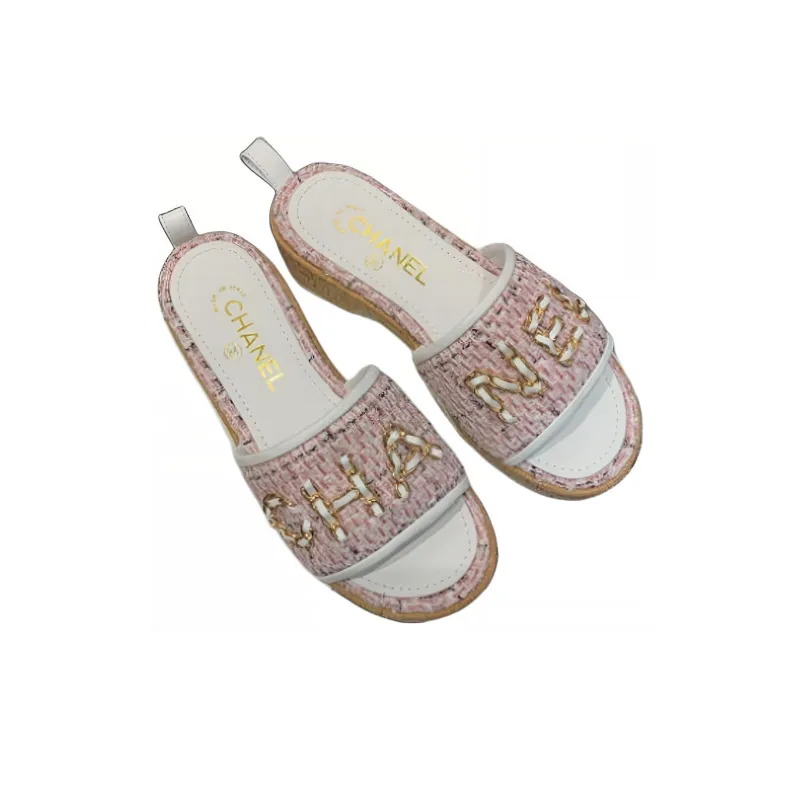 CHANEL Slide Slippers Women's Pink-2