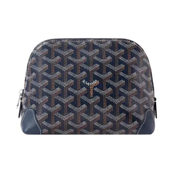 GOYARD Vendôme Canvas With Calfskin Dog's Teeth Makeup Bag Women's Marine Blue