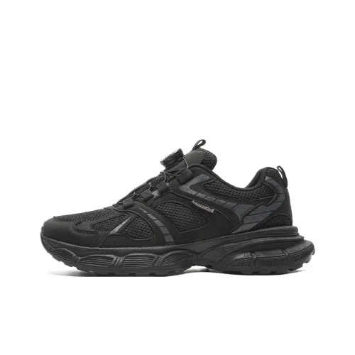 Warrior Breathable Height Increasing Low Top Chunky Sneakers Men's Black