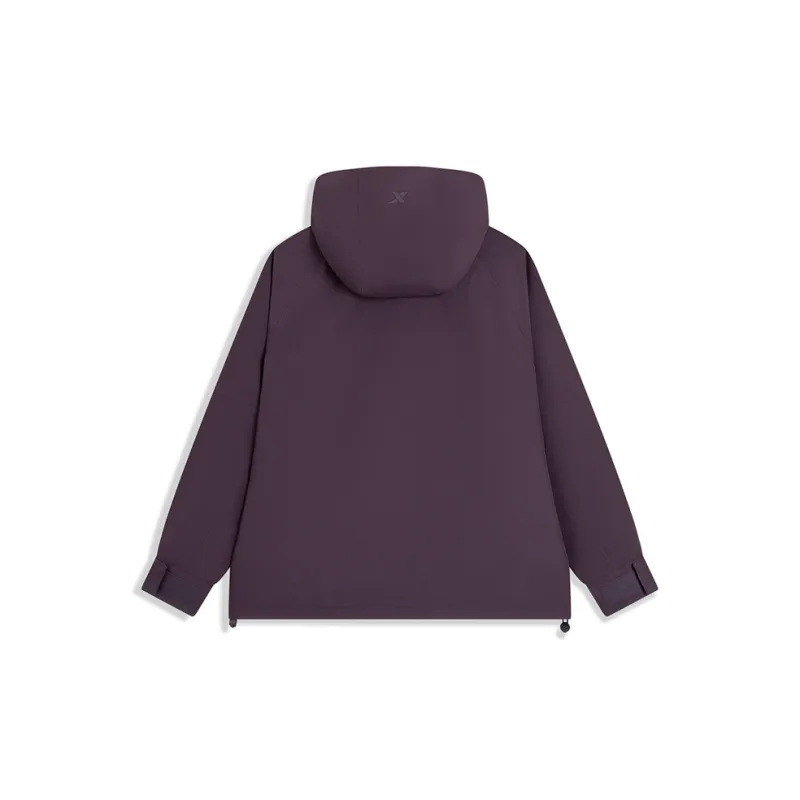 XTEP Variety Training Collection Water-Resistant Windbreaker Jacket Women's Plum Color-1