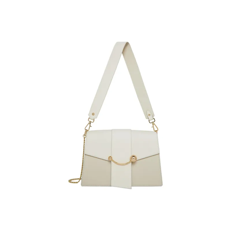Strathberry Smooth Calf Leather Shoulder Bag Crossbody Bag Regular Women's Vanilla Color With Diamond Color-0