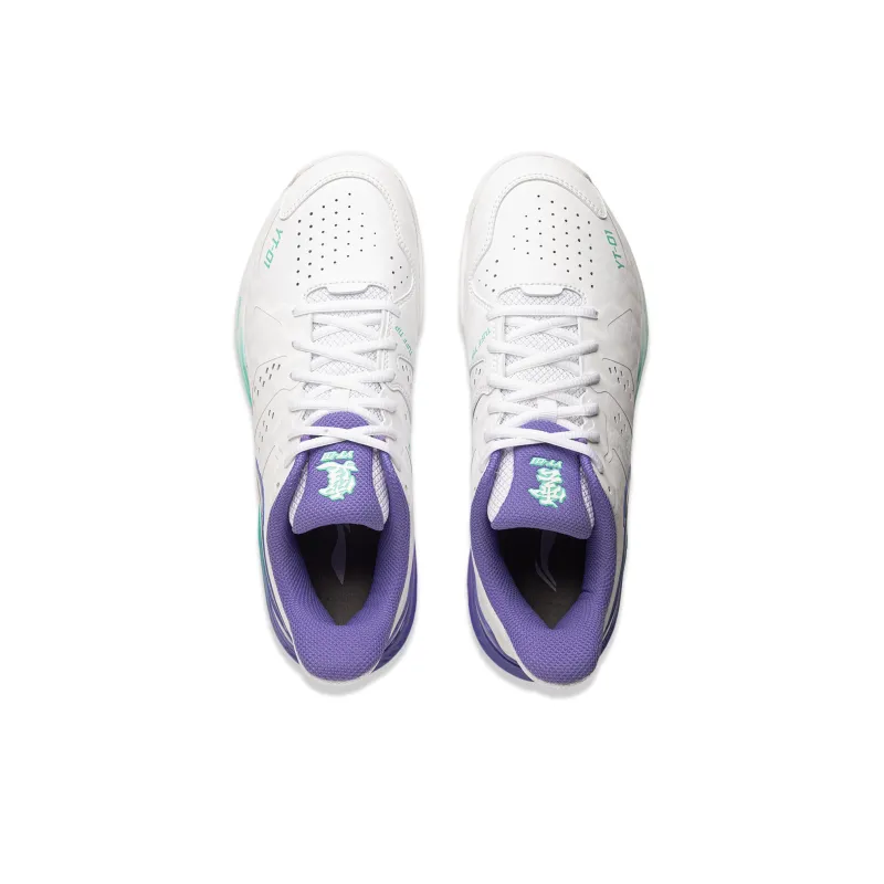 LiNing Anti-Slip Wear-Resistant Breathable Lightweight Low-Top Badminton Shoes Unisex White Purple-3