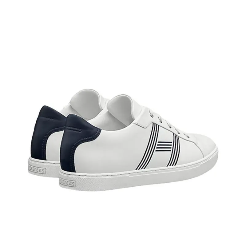 HERMES Avantage Low-Top Athletic Shoes Men's White Gray-3