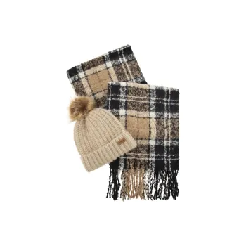 BARBOUR Recycled Polyester Knit Scarves Women's Light Brown
