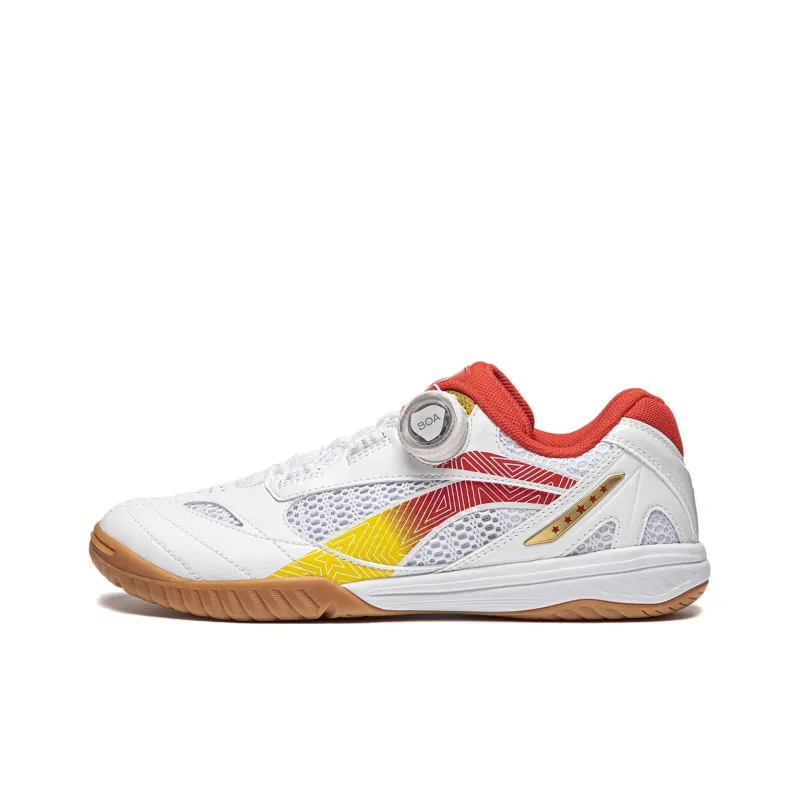 LiNing Hawkeye 2.0 Durable Cushioning Low-Top Professional Table Tennis Shoes Unisex White Red Yellow-0