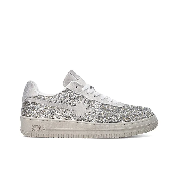 Starwalk Soldier Anti Slip And Wear Resistant Breathable Low Top Skateboard Shoes Unisex Silver-1