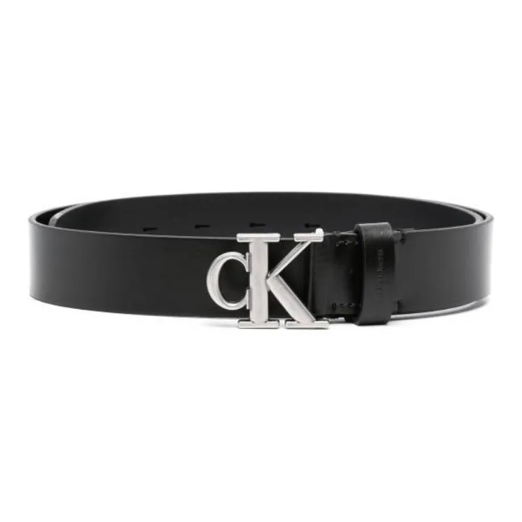 CALVIN KLEIN Logo Identification Leather Leather Belts Women's Black Width: 3cm-0