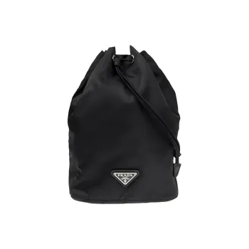 PRADA Nylon Makeup Bag, Toiletry Bag, Bucket Bag, Handbag Small Size Unisex Black