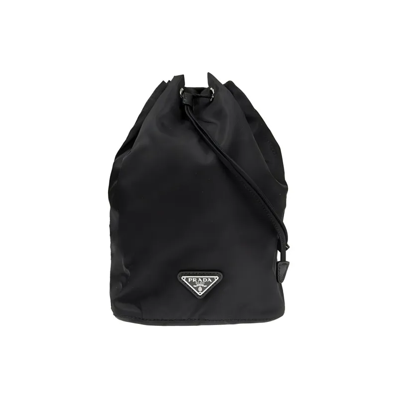 PRADA Nylon Makeup Bag, Toiletry Bag, Bucket Bag, Handbag Small Size Unisex Black-0
