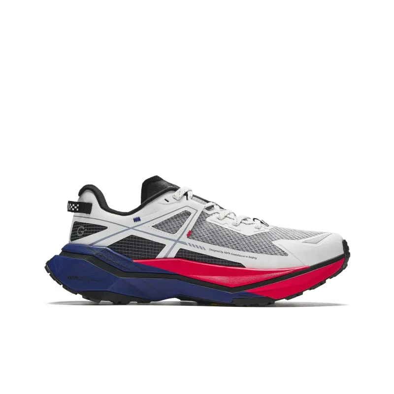 Anta Durable Breathable Low Top Carbon Plate Running Shoes Men's White Blue Red-1