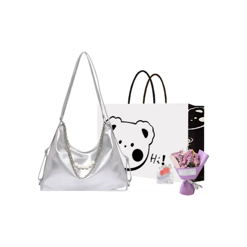 NX DOUGHNUT PU Shoulder Bag Regular Women's White/Black/Pink/Silver-25