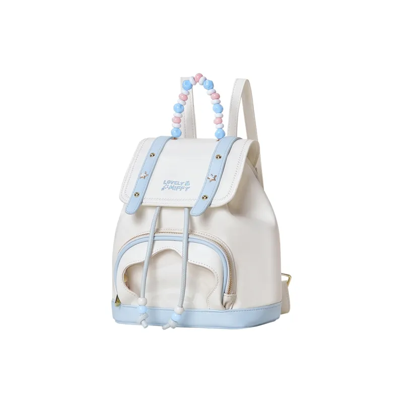 Miffy Synthetic Leather Backpack Medium Size Women's Blue/Pink-1