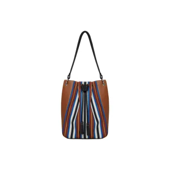 Strathberry Canvas With Smooth Calfskin Handbag Shoulder Bag Women's Chestnut/Black/Blue