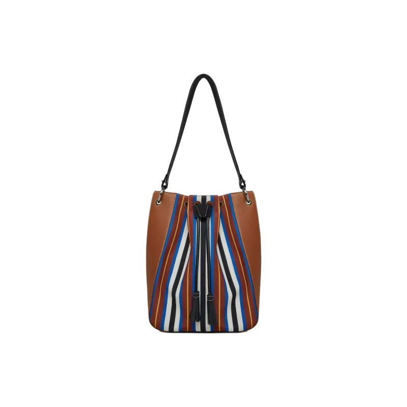 Strathberry Canvas With Smooth Calfskin Handbag Shoulder Bag Women's Chestnut/Black/Blue-0