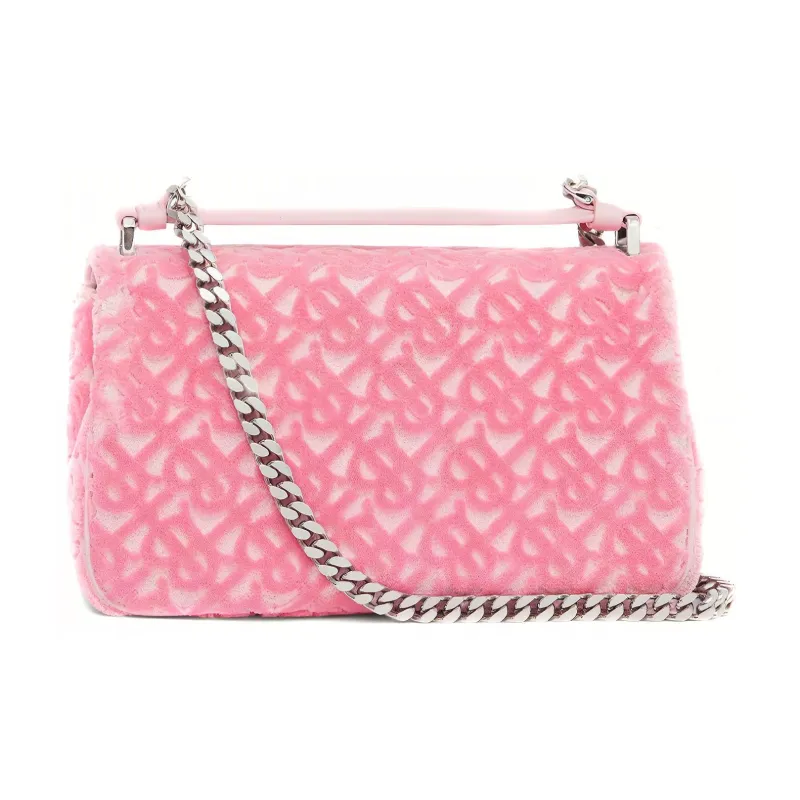 Burberry Lola Lola Bag Cotton Acrylic Sheepskin Shoulder Bag Crossbody Bag Handbag Small Size Women's Pink-4