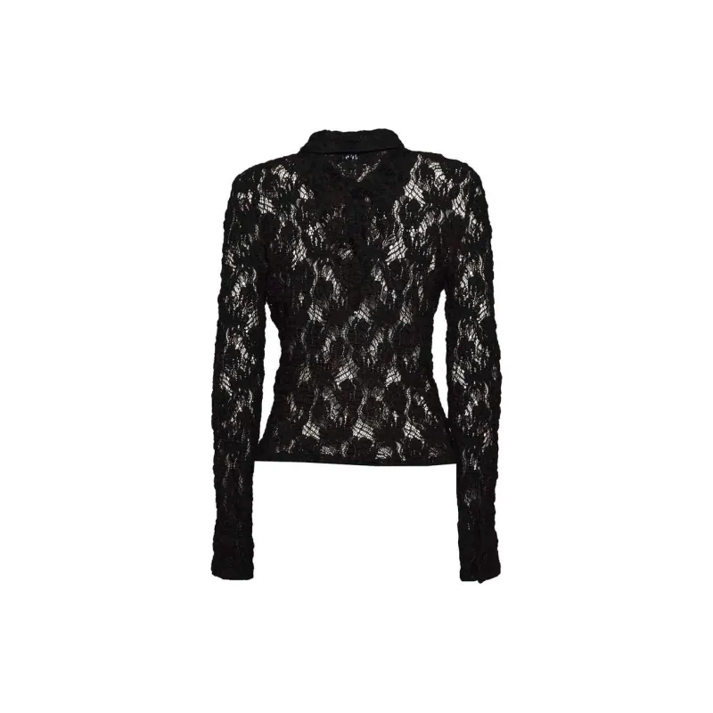 MSGM Floral Laced Semi Sheer Shirt-1