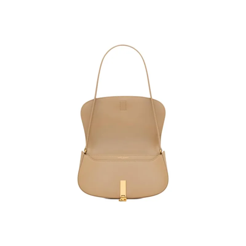 SAINT LAURENT Calfskin Handbag, Shoulder Bag Women's Black Toffee-4