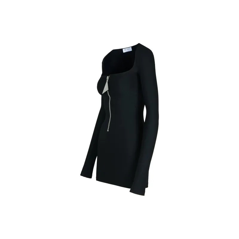 The Attico Scoop Neck Zip Detailed Mini Dress-2