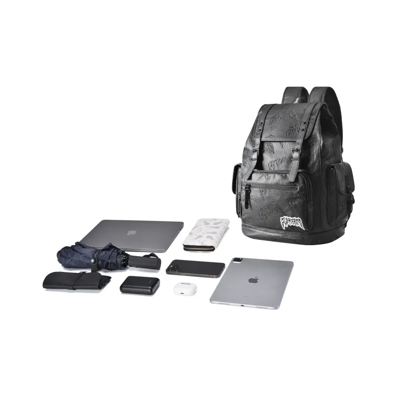 ONRF PVC Backpacks Laptop Bags Backpack Large Size Unisex Cool Black-25