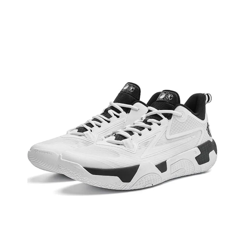 QIAODAN Cushioning Wear Resistant High Top Basketball Shoes Men's White Black-2