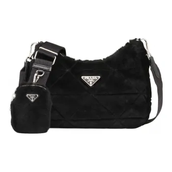 PRADA Sheepskin Crossbody Bag Shoulder Bag Women's Black
