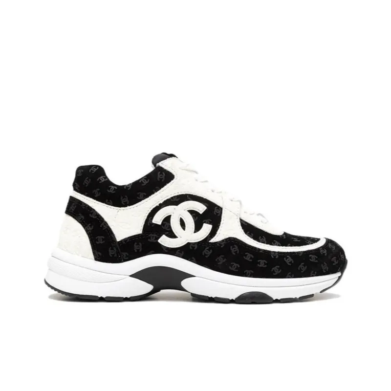 CHANEL Shock Absorbers Slip Resistant, Abrasion Resistant, Breathable Low Top Casual Shoes Women's Black White-1