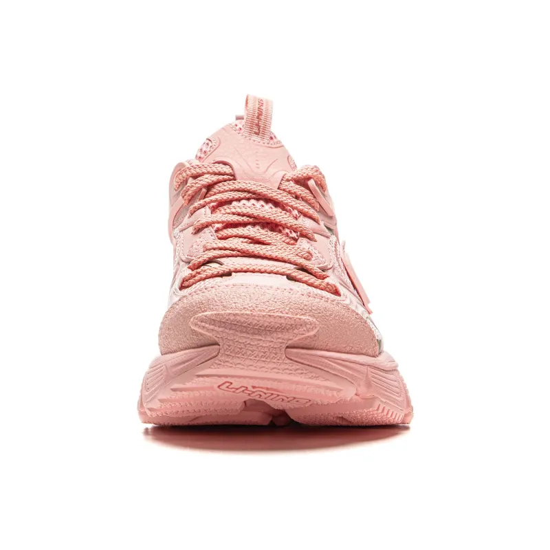 LiNing Star Shock Absorbers Slip Resistant, Abrasion Resistant, Breathable Low Top Chunky Sneakers Women's Pink Orange-4