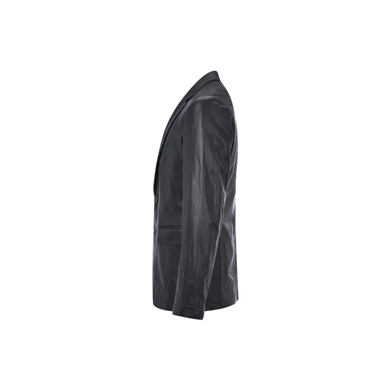 RARE Leather Jacket Men's Navy Blue-1