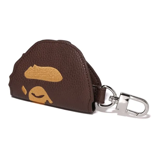 A BATHING APE Synthetic Leather Key Pouch Regular Unisex Coffee-2