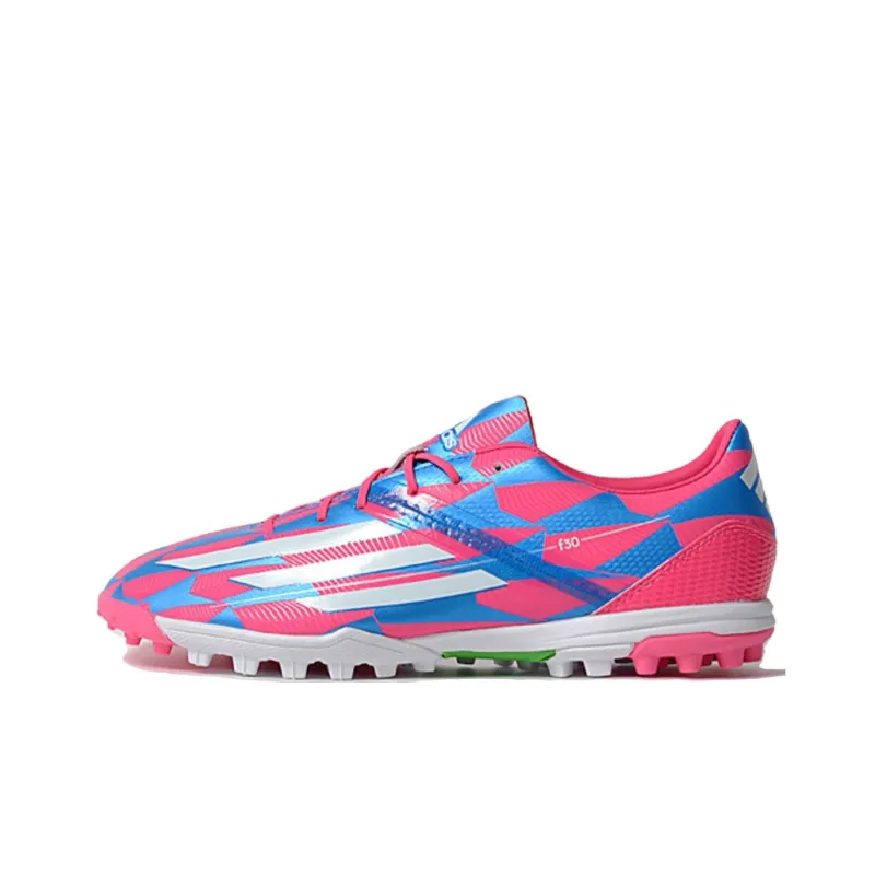 Adidas TF Rubber Broken Studs Artificial Ground Anti-Slip Wear-Resistant Soccer Shoes Men's Pink Blue-0