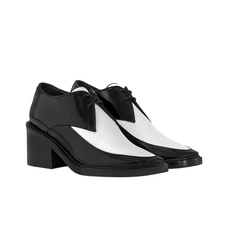 LOUIS VUITTON Jazz Casual Single Shoes 6cm Women's Black White-2