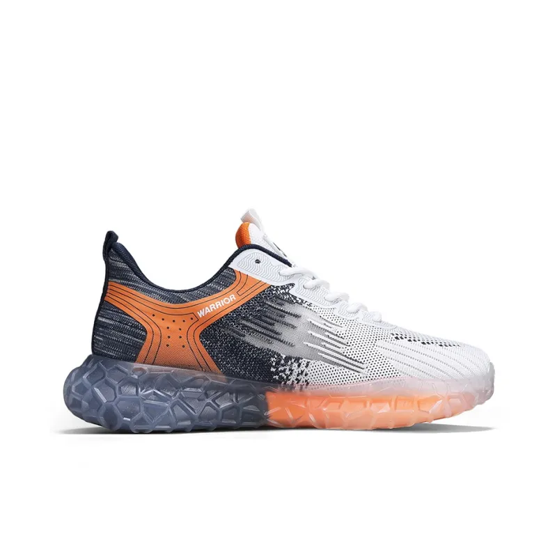 Warrior Cushioned Wear Resistant Slip Resistant Low Top Casual Running Shoes Men's White Dark Blue-1