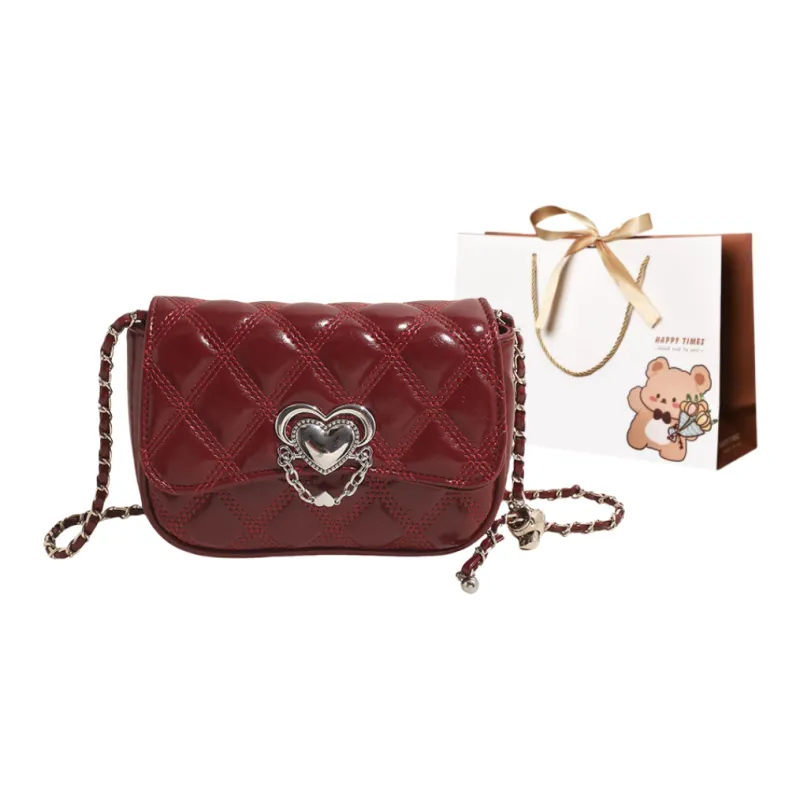 ERANGBEAR PU Small Square Bag Shoulder Bag Women's Silver/Red/Black/Ecru-6