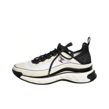 CHANEL Low Top Sports Casual Shoes Men's Beige White Black