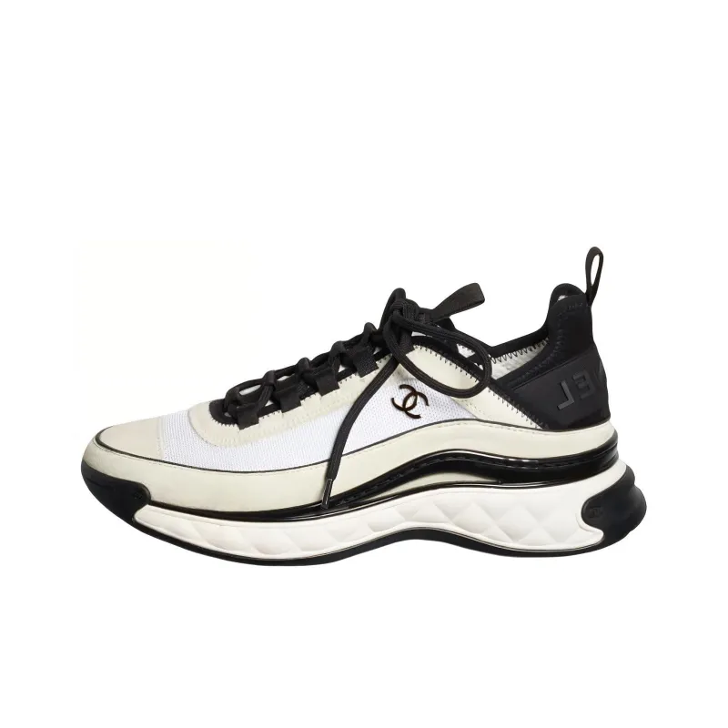 CHANEL Low Top Sports Casual Shoes Men's Beige White Black-0