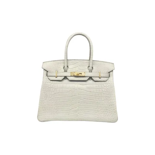 HERMES Birkin Crocodile Leather Birkin Bag Handbags Women's 8L Beton Glacier White