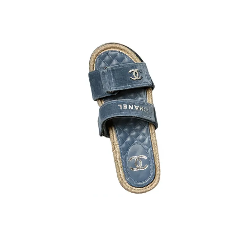 CHANEL Slide Slippers Women's Blue-2